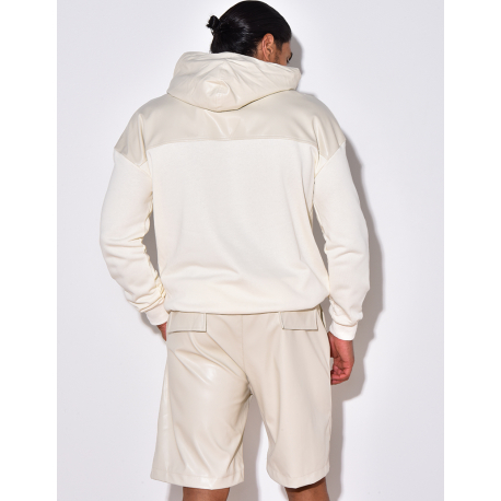 Ensemble sweat bi-matière et short en simili Ensemble sweat bi-matière et short en simili