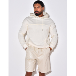 Ensemble sweat bi-matière et short en simili Ensemble sweat bi-matière et short en simili