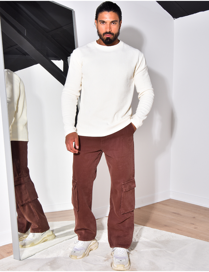 Jeans large à poches