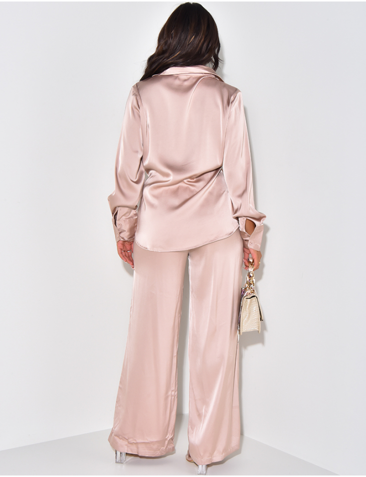 Satin trousers and shirt to tie   Satin trousers and shirt to tie