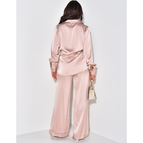 Satin trousers and shirt to tie   Satin trousers and shirt to tie