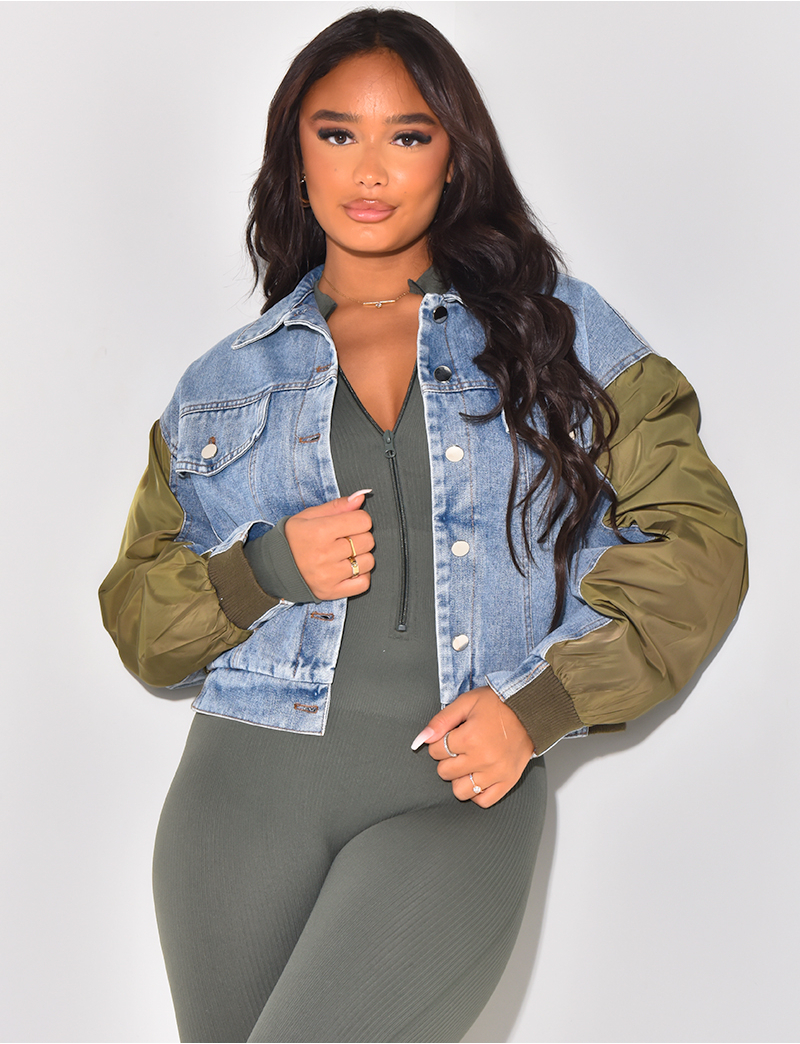 Bombers en jeans bi matiere