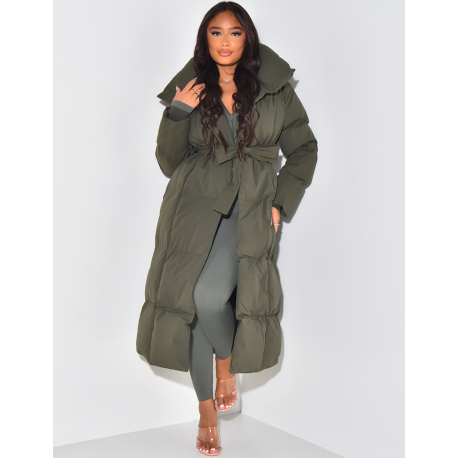 Doudoune longue matelassée à nouer