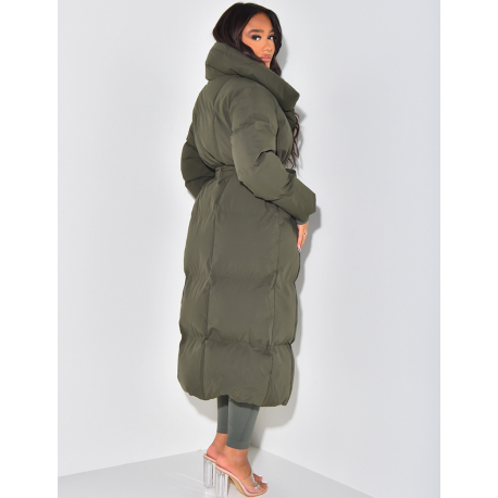Doudoune longue matelassée à nouer