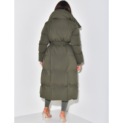 Doudoune longue matelassée à nouer