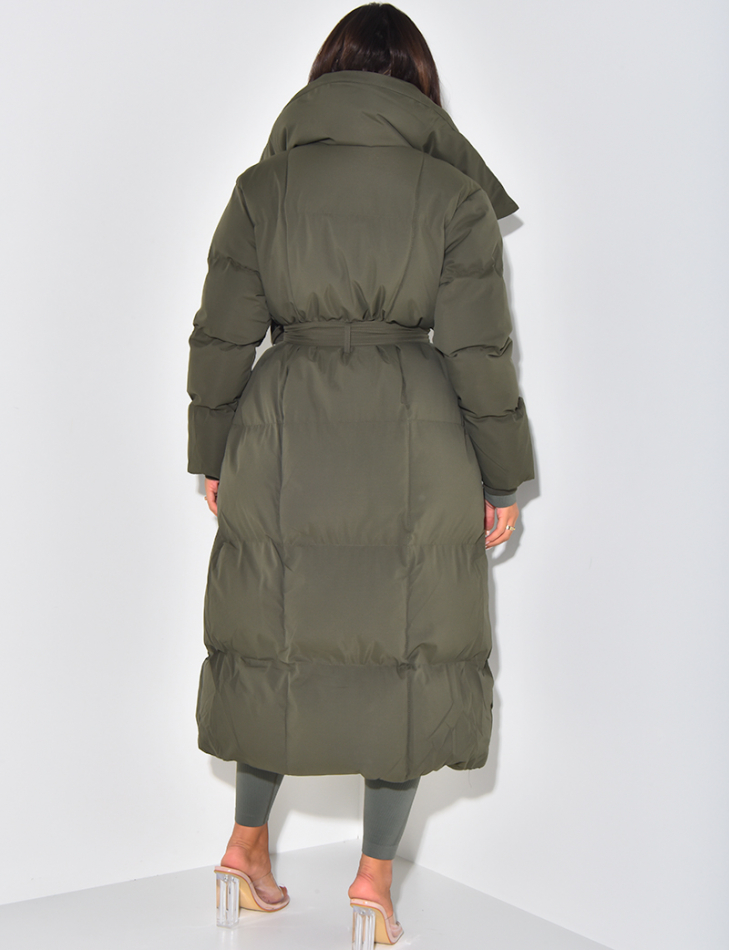 Doudoune longue matelassée à nouer