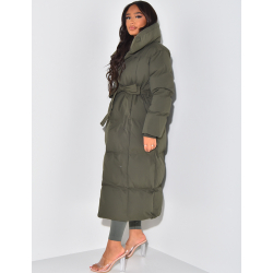 Doudoune longue matelassée à nouer