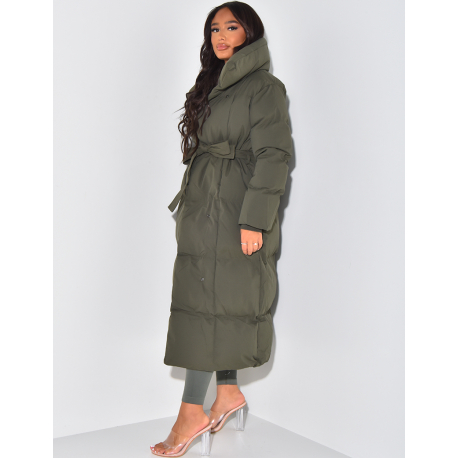 Doudoune longue matelassée à nouer