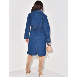 Trench long en jeans brut à nouer
