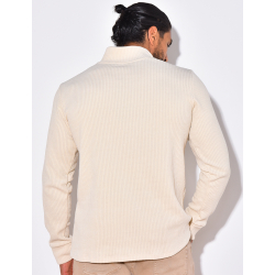 Gerippter Pullover mit Stehkragen