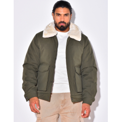 Veste à poche col en fourrure Veste à poche col en fourrure