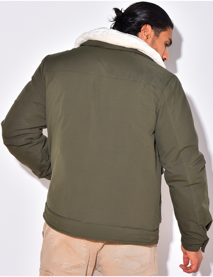 Veste à poche col en fourrure Veste à poche col en fourrure