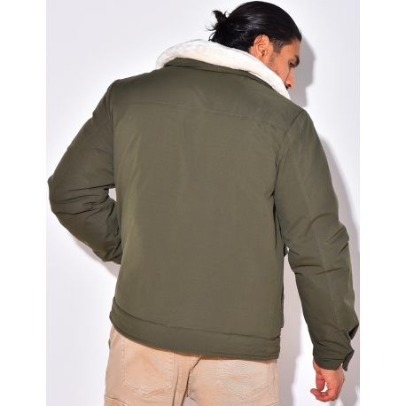 Veste à poche col en fourrure Veste à poche col en fourrure