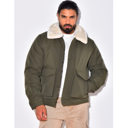 Veste à poche col en fourrure Veste à poche col en fourrure