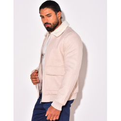 Veste en feutrine col en fourrure