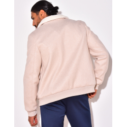 Veste en feutrine col en fourrure