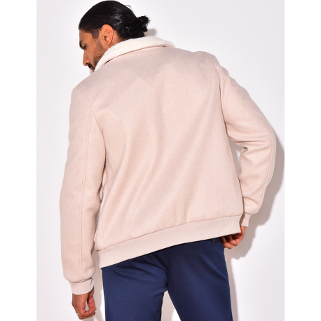 Veste en feutrine col en fourrure