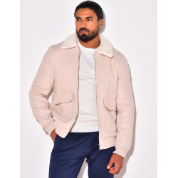 Veste en feutrine col en fourrure