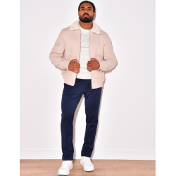 Veste en feutrine col en fourrure