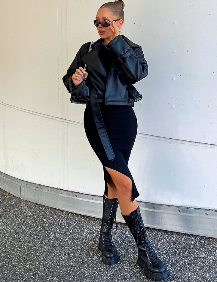 Blazer en simili à ceinture