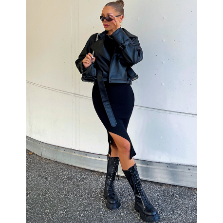 Blazer en simili à ceinture