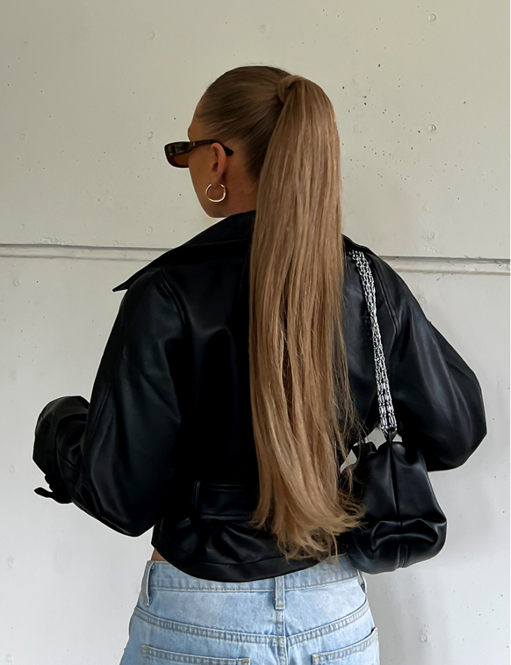 Blazer en simili à ceinture