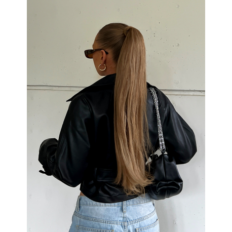 Blazer en simili à ceinture