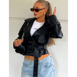 Blazer en simili à ceinture