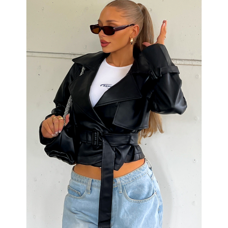 Blazer en simili à ceinture