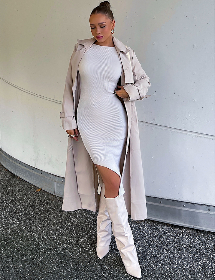 Trench très long à nouer à la taille