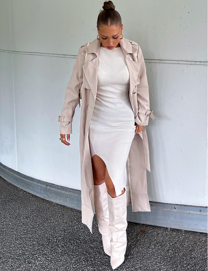 Trench très long à nouer à la taille