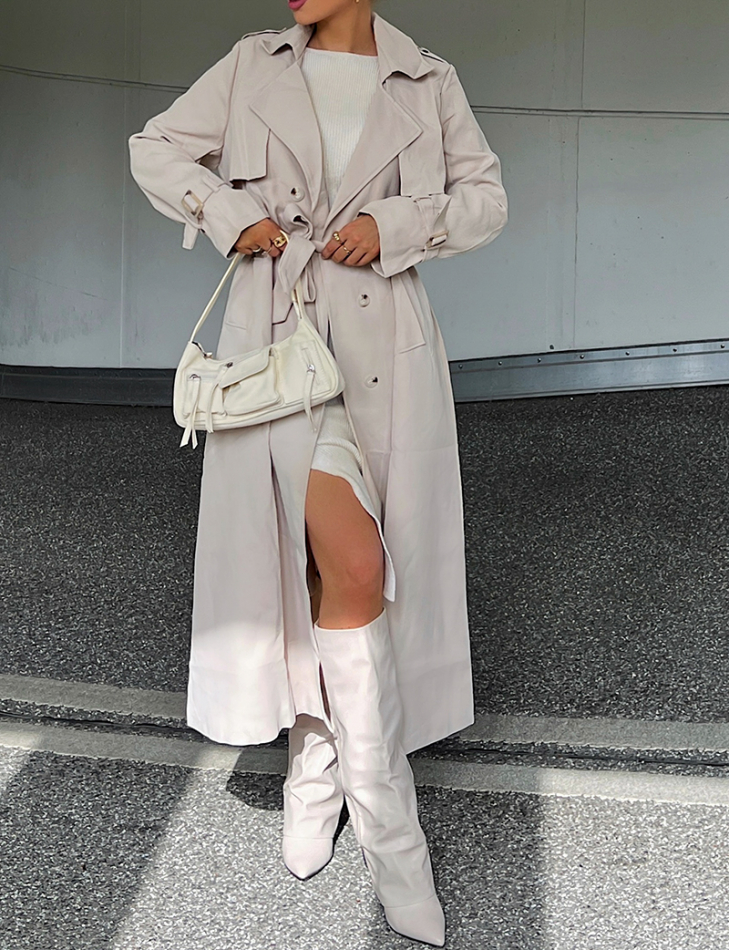 Trench très long à nouer à la taille