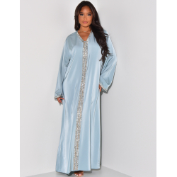 Abaya à bordures en strass Abaya à bordures en strass