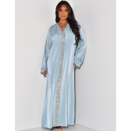 Abaya à bordures en strass Abaya à bordures en strass
