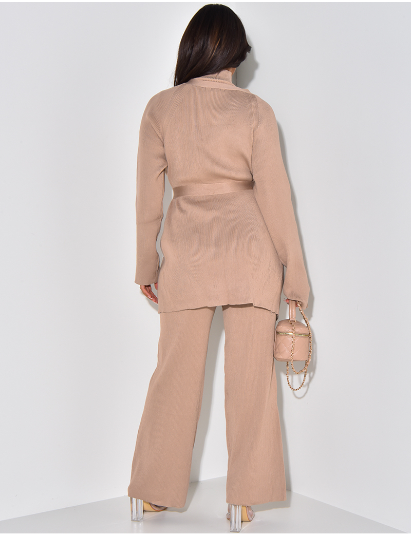 Ensemble 3 Pièces Femme Détente - Cardigan Léger, Top Court Et Pantalon De Jogging Pour L'automne 2024