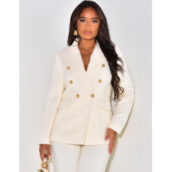   Tweedblazer mit goldenen Knöpfen
