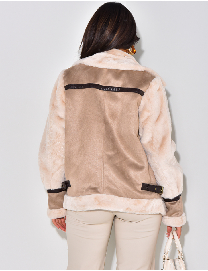 Oversize-Fliegerjacke mit Pelzbesatz Oversize-Fliegerjacke mit Pelzbesatz