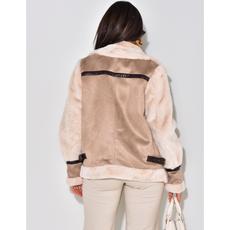 Oversize-Fliegerjacke mit Pelzbesatz Oversize-Fliegerjacke mit Pelzbesatz