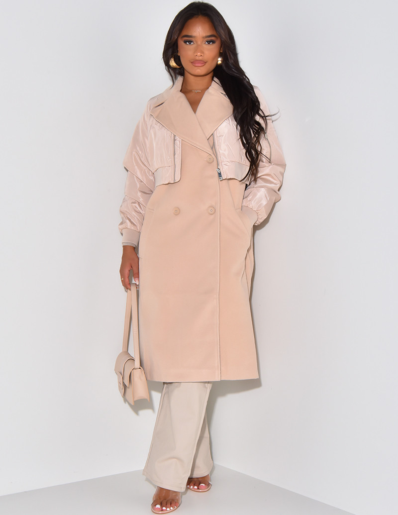 Manteau mi-long à bombers superposé