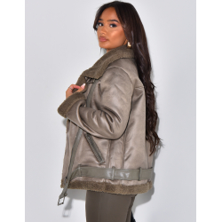 Veste aviateur oversize fourrée