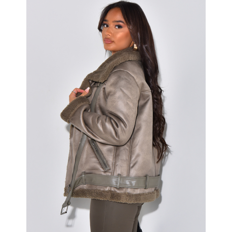 Veste aviateur oversize fourrée