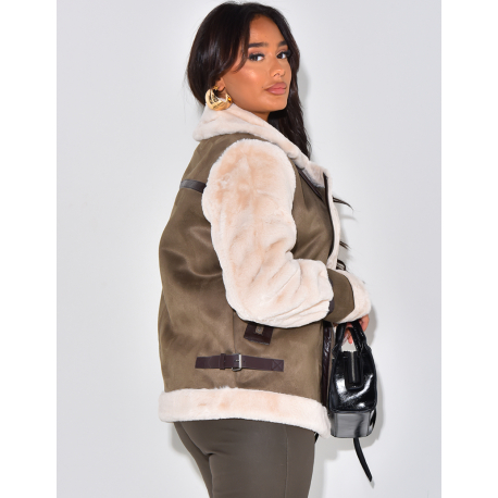 Veste aviateur oversize à fourrure Veste aviateur oversize à fourrure