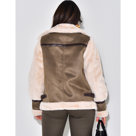 Veste aviateur oversize à fourrure Veste aviateur oversize à fourrure