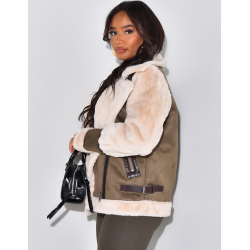 Veste aviateur oversize à fourrure Veste aviateur oversize à fourrure