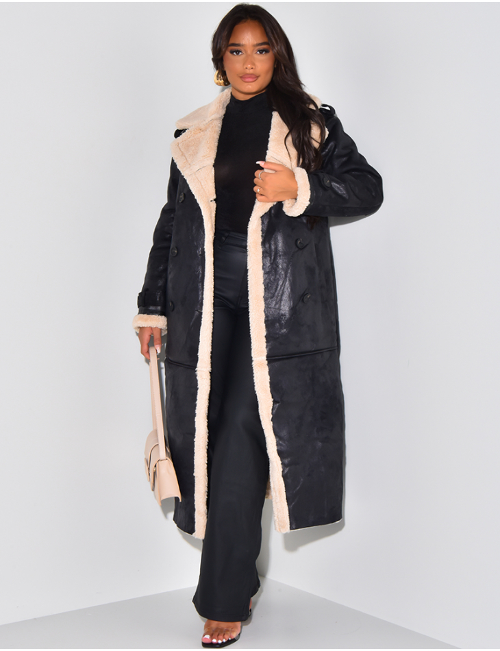Long sheepskin coat womens sales