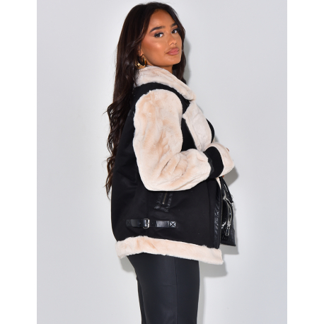 Veste aviateur oversize à fourrure Veste aviateur oversize à fourrure