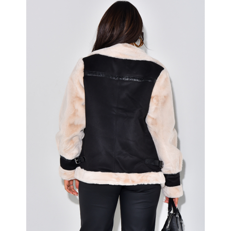 Veste aviateur oversize à fourrure Veste aviateur oversize à fourrure