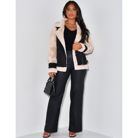 Veste aviateur oversize à fourrure Veste aviateur oversize à fourrure