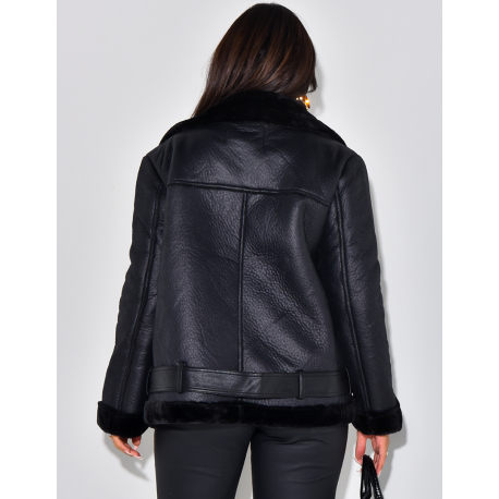 Oversized aviator jacket with fleece lining   Oversized aviator jacket with fleece lining