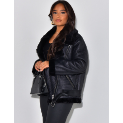 Oversized aviator jacket with fleece lining   Oversized aviator jacket with fleece lining